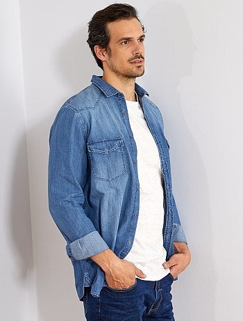 Hombre de más de 1’90m - Camisa recta vaquera +1,90 m - Kiabi