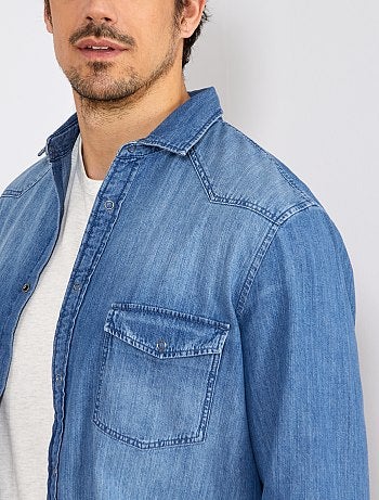 Hombre de más de 1’90m - Camisa recta vaquera +1,90 m - Kiabi