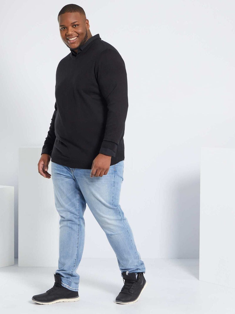 Camisa recta y elástica negro - Kiabi