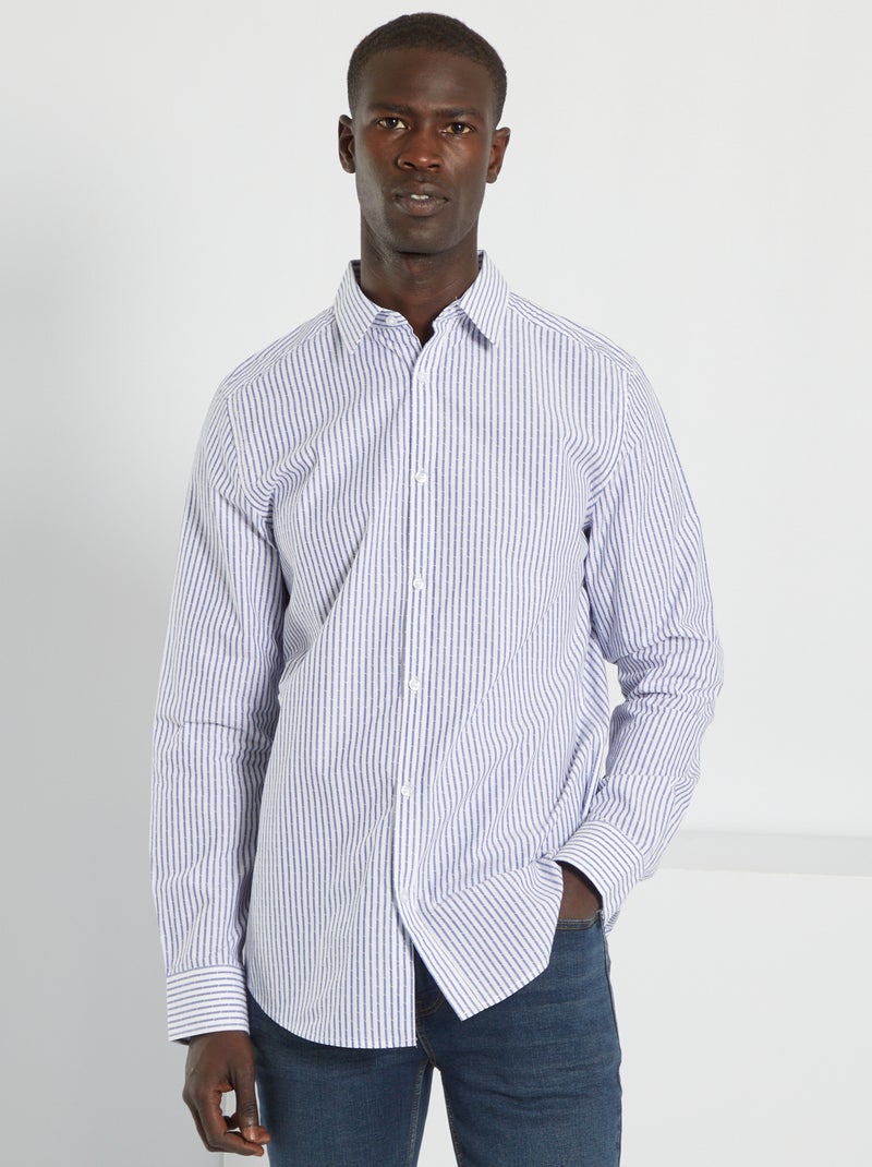 Camisa regular a rayas AZUL - Kiabi