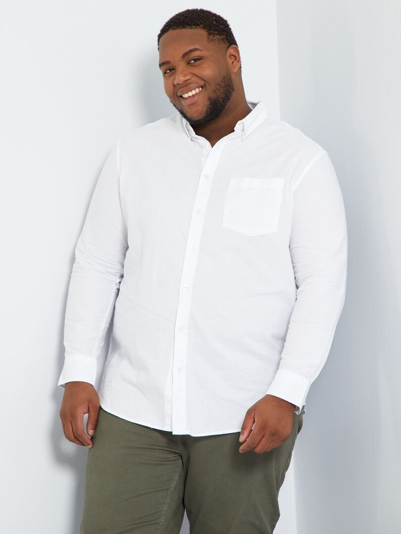 Camisa regular con cuello sin botones Blanco - Kiabi