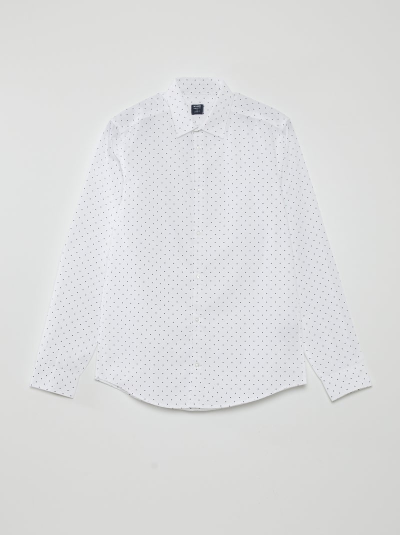Camiseta Agneta en blanco y negro con estampado de lunares micro