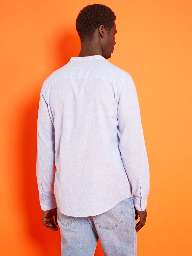 Camisa regular con lino AZUL - Kiabi