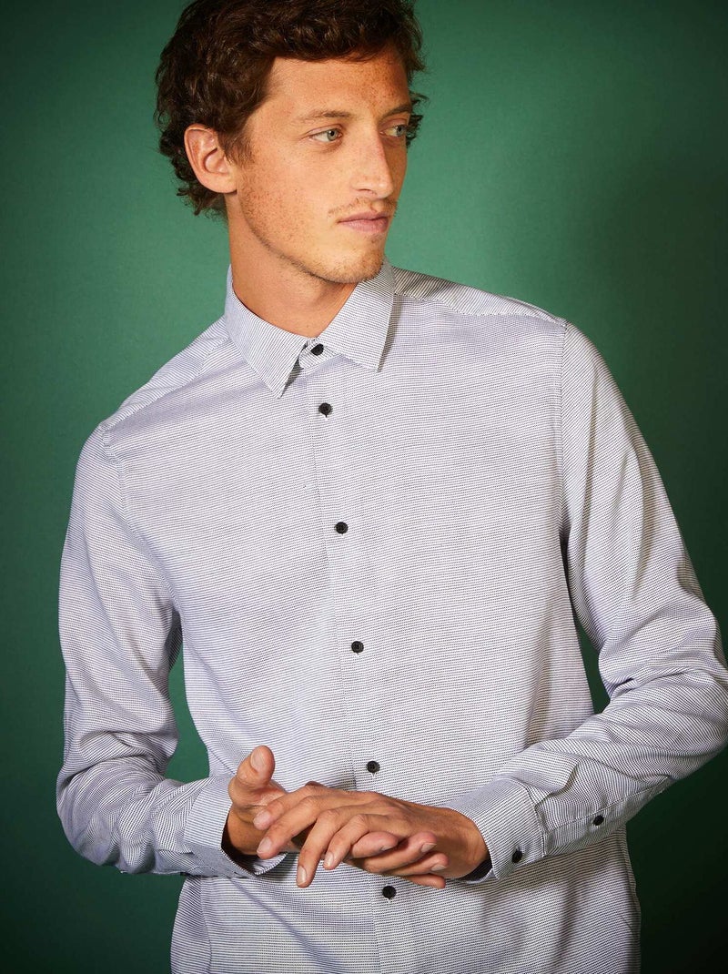 Camisa regular de algodón dobby AZUL - Kiabi