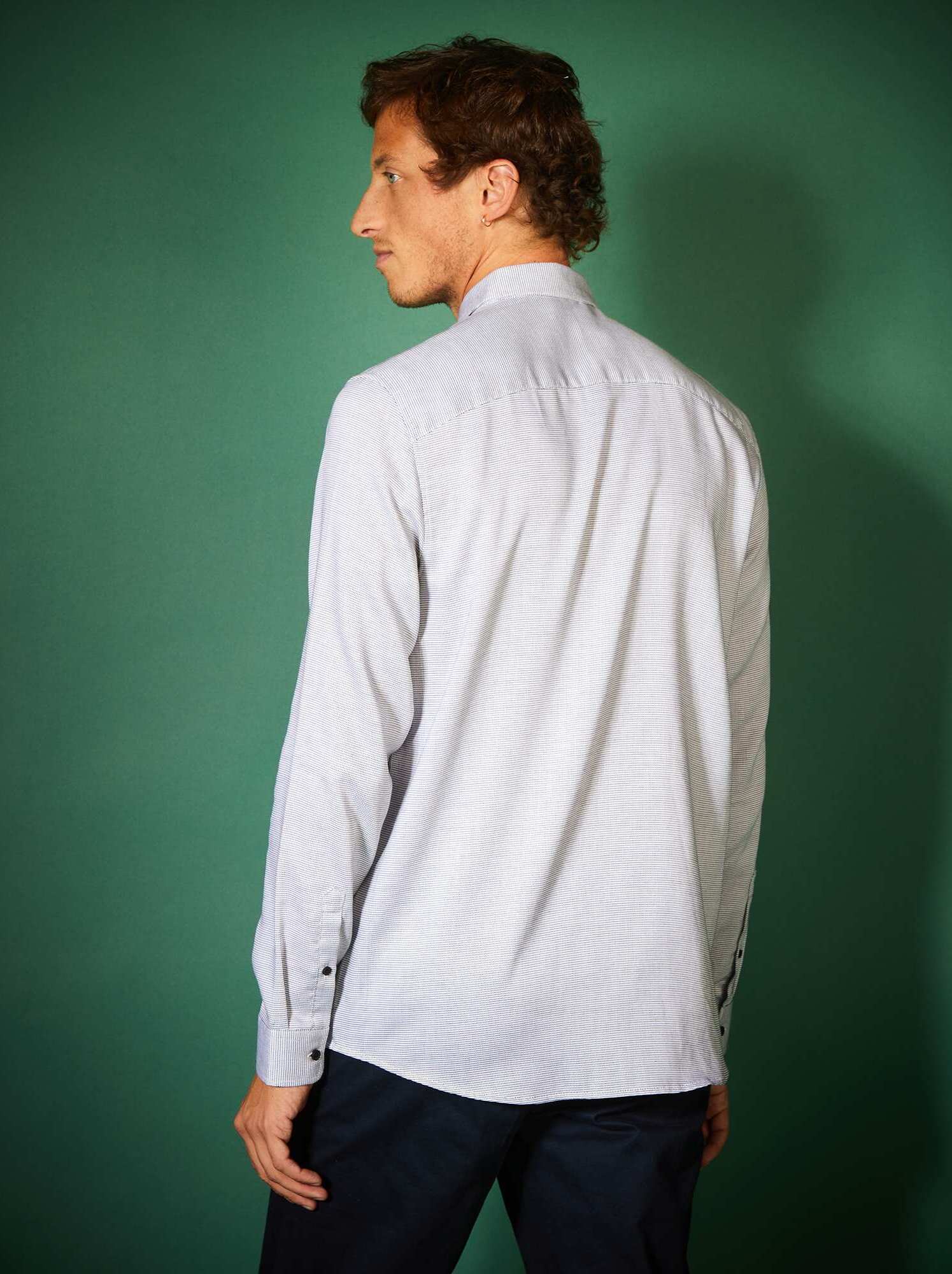 D & R Fashion - Camisa Para Hombre Con Doble Puños, Cuello Y Ribete En Contraste, 4X-Large, Blanco