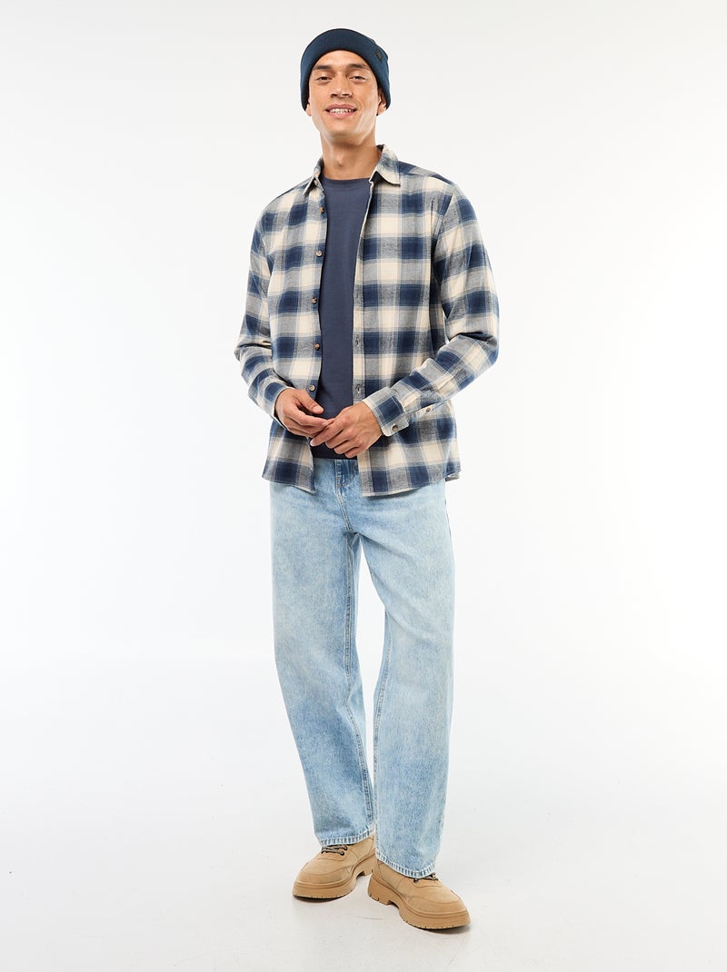 Camisa regular de cuadros Azul - Kiabi