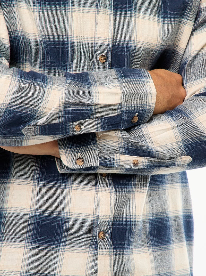 Camisa regular de cuadros Azul - Kiabi