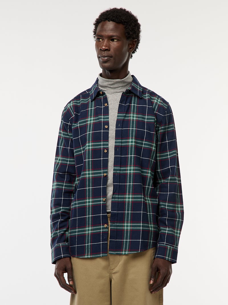 Camisa regular de cuadros Azul - Kiabi