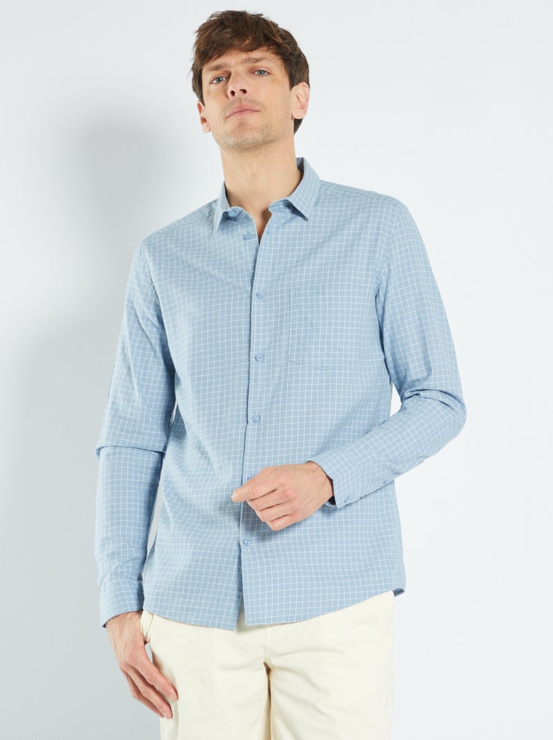 Camisa regular de cuadros AZUL - Kiabi