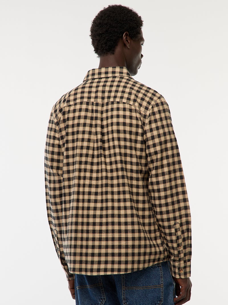 Camisa regular de cuadros Beige - Kiabi