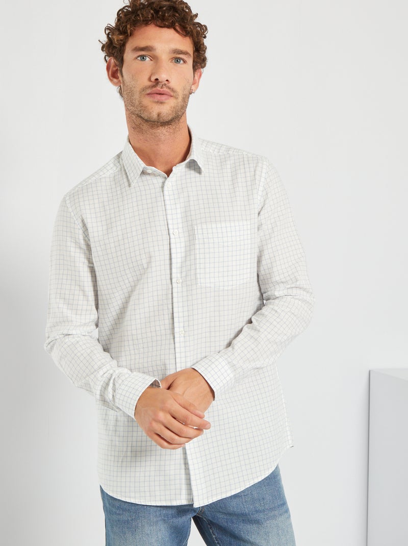 Camisa regular de cuadros BLANCO - Kiabi