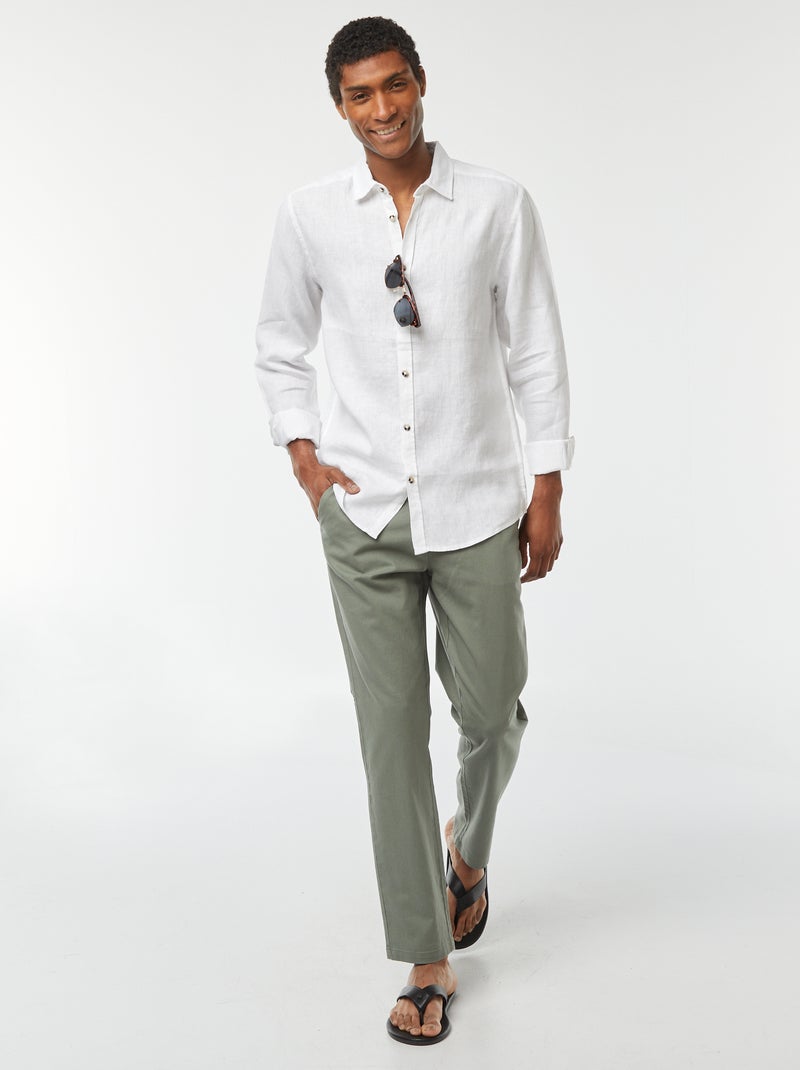 Camisa regular de lino blanco - Kiabi