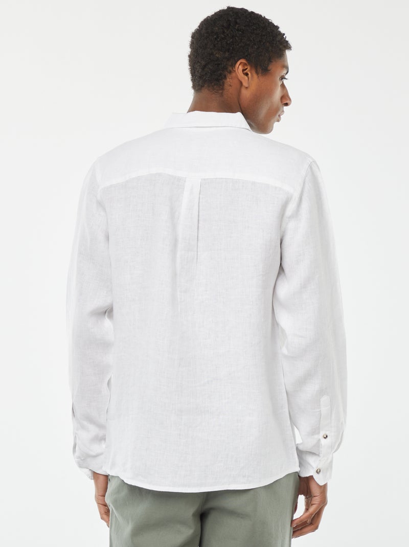 Camisa regular de lino blanco - Kiabi