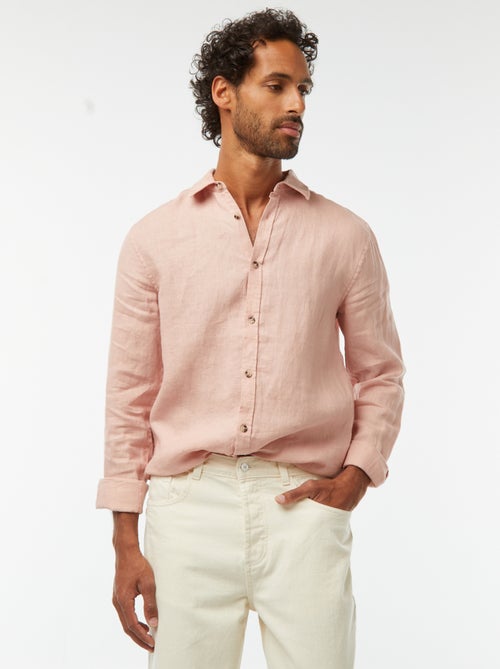 Camisa regular de lino - Kiabi