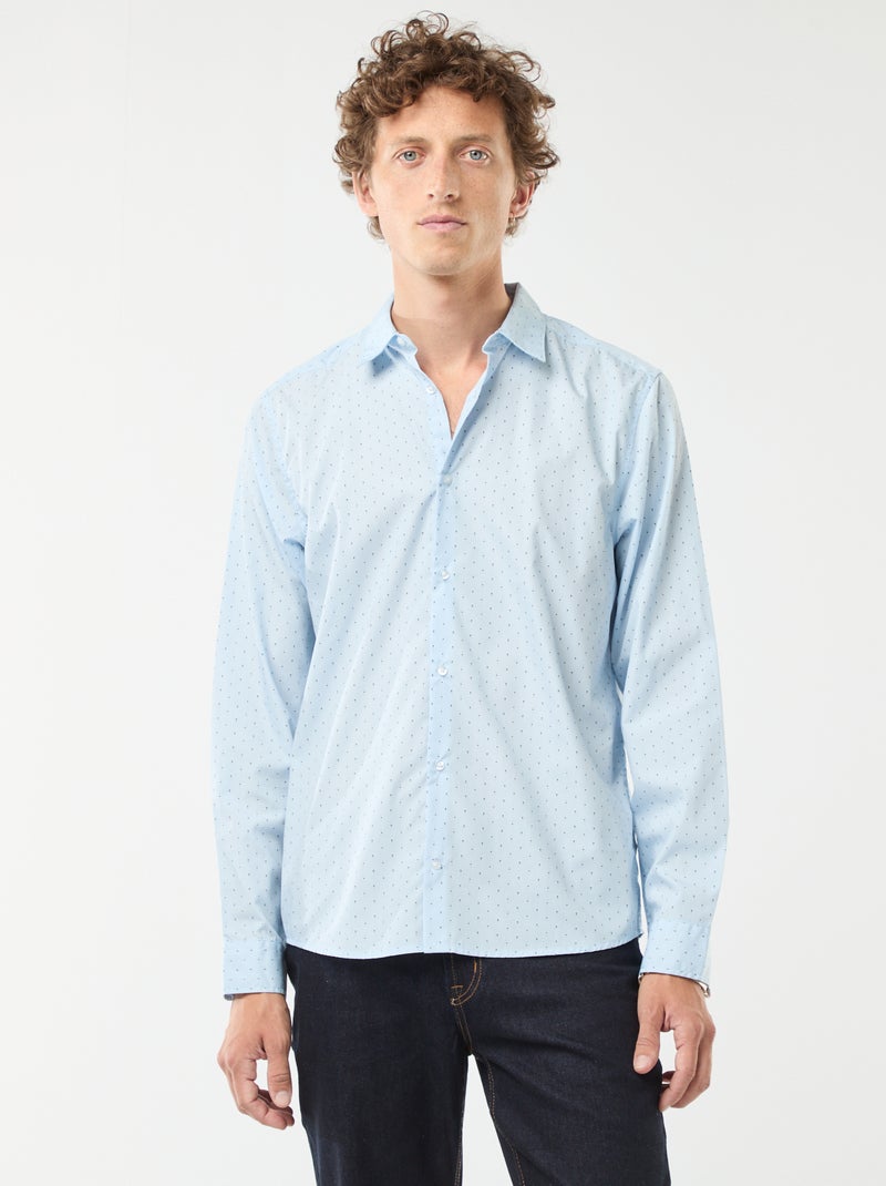 Camisa regular de lunares Azul - Kiabi