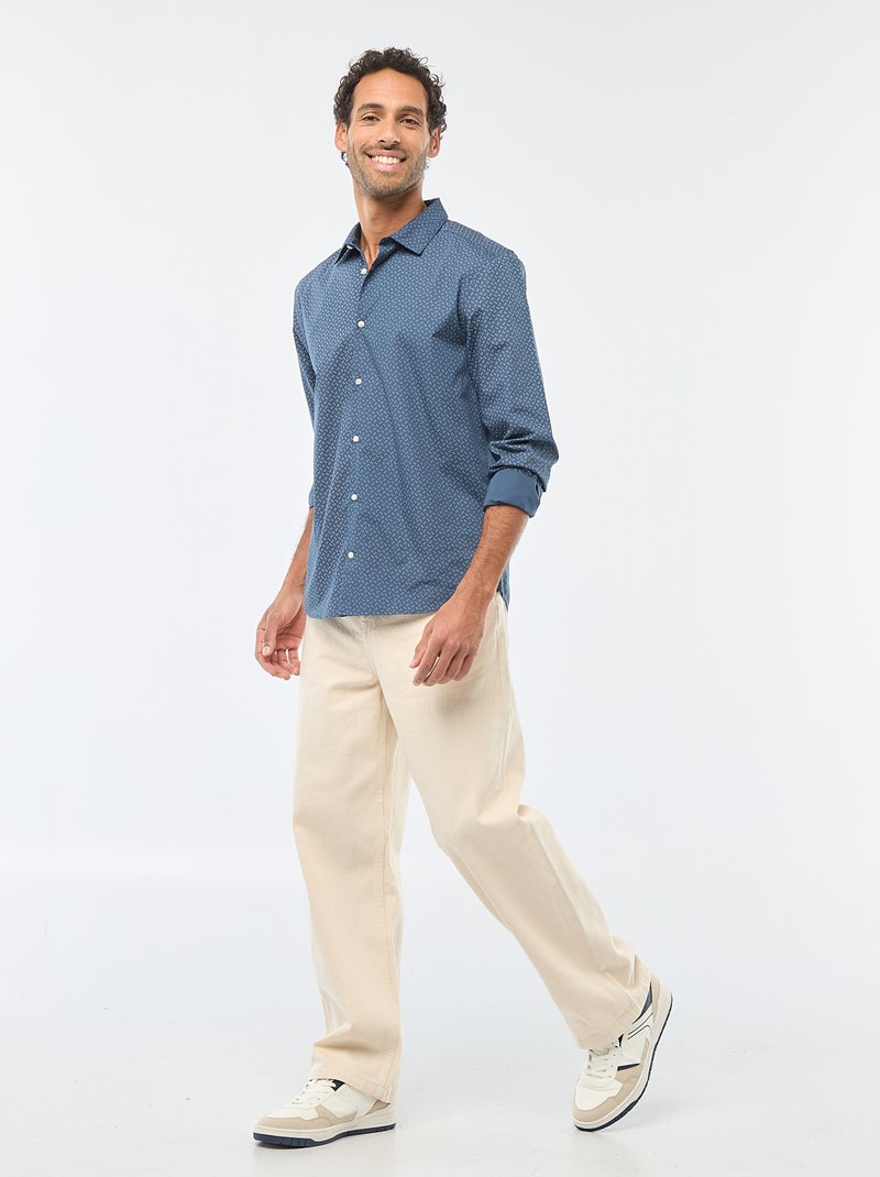 Camisa regular de lunares Azul - Kiabi