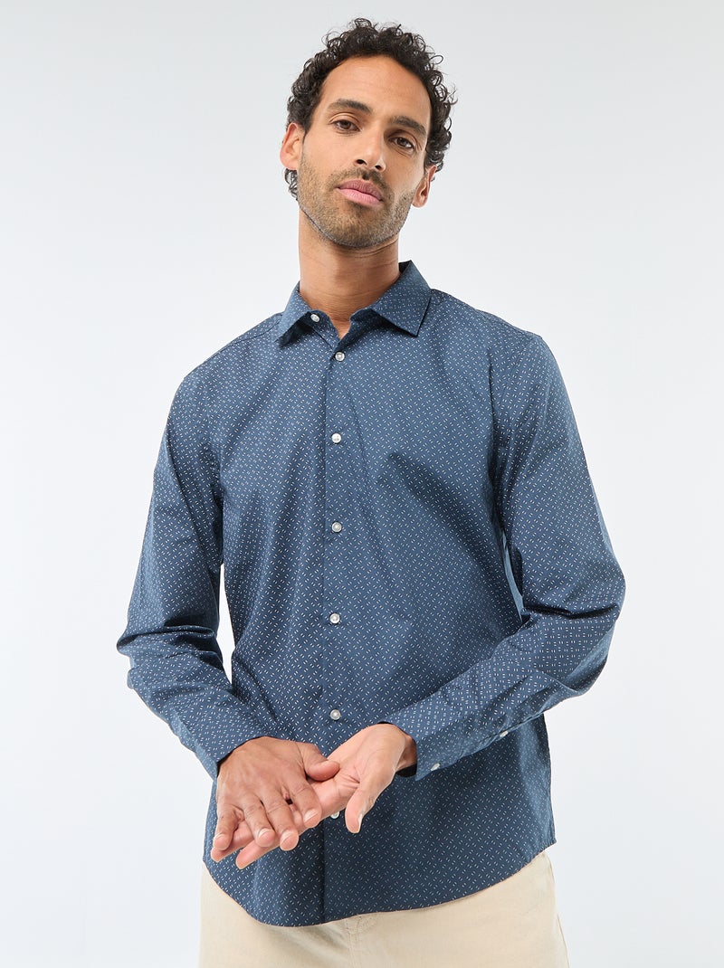 Camisa regular de lunares Azul - Kiabi