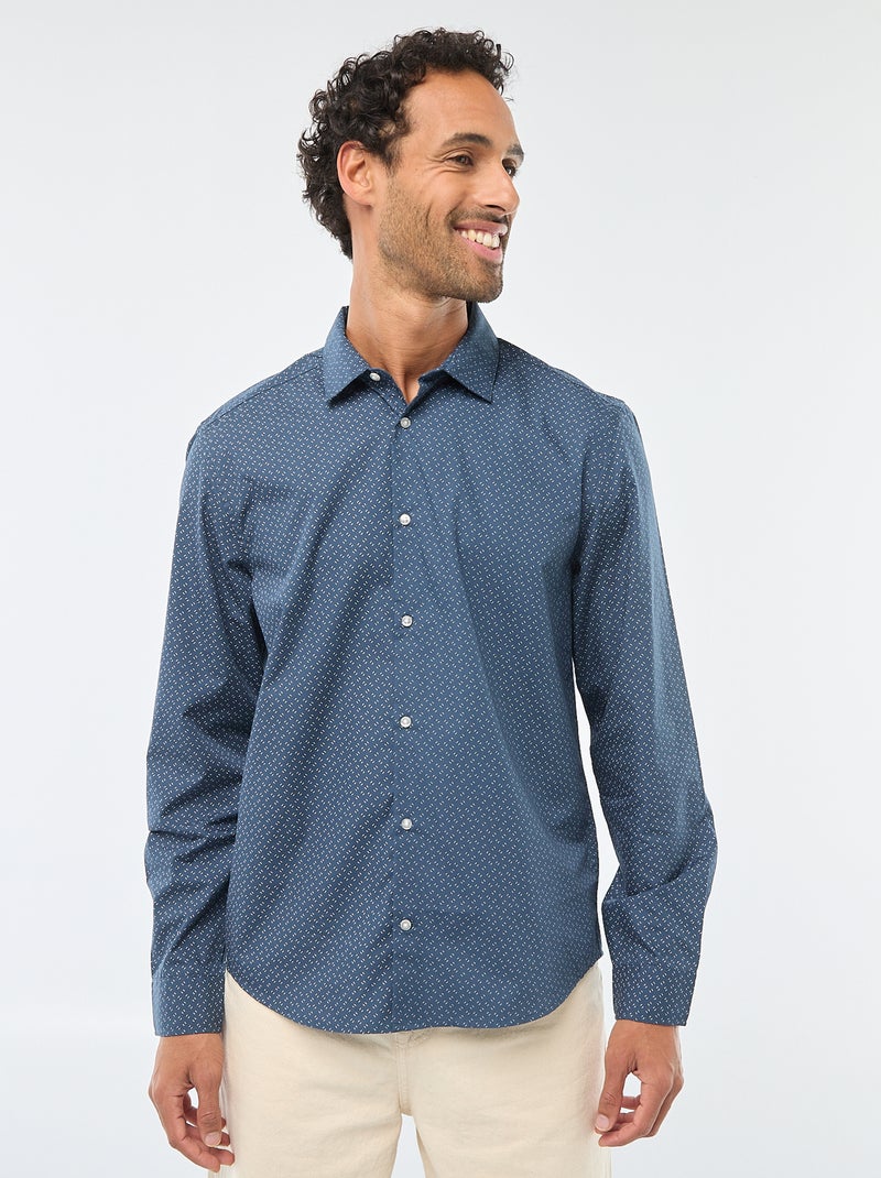 Camisa regular de lunares Azul - Kiabi