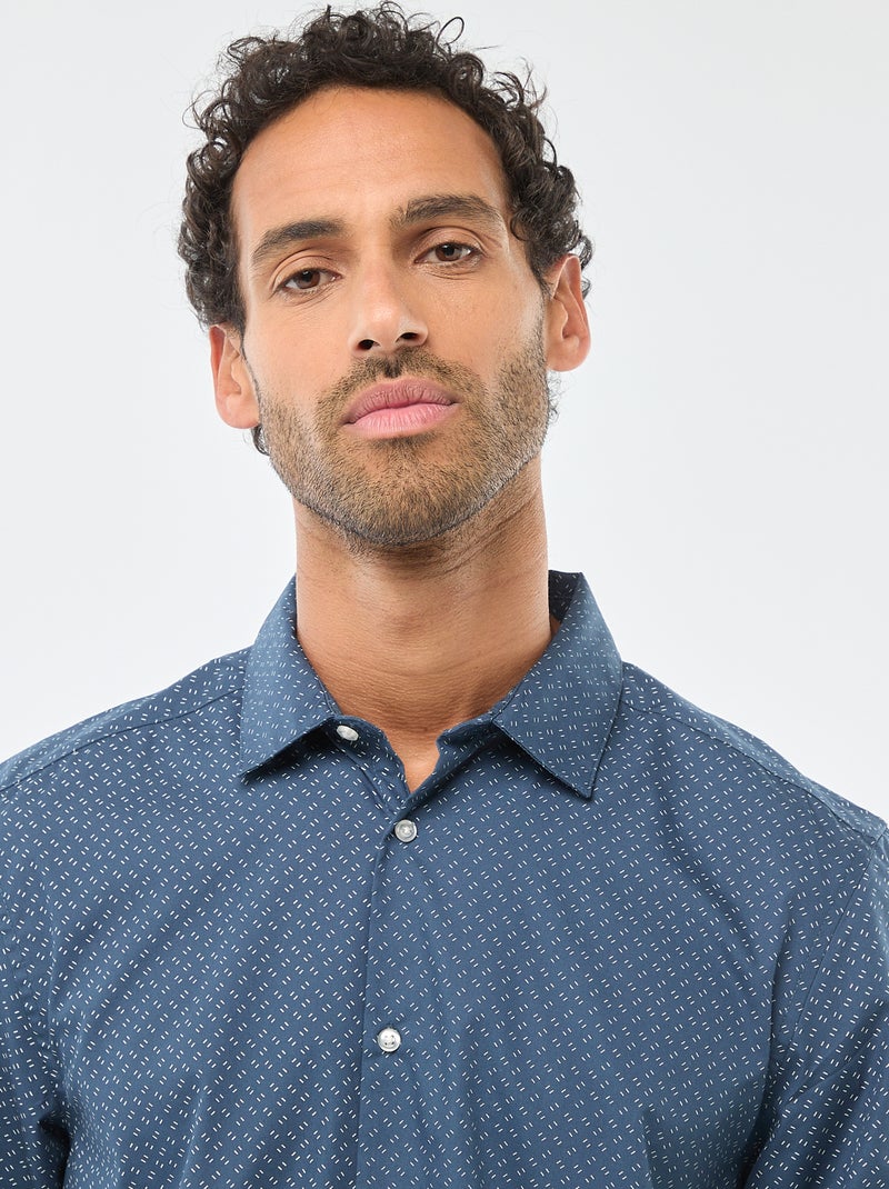 Camisa regular de lunares Azul - Kiabi