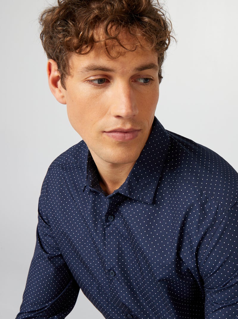 Camisa regular de lunares AZUL - Kiabi