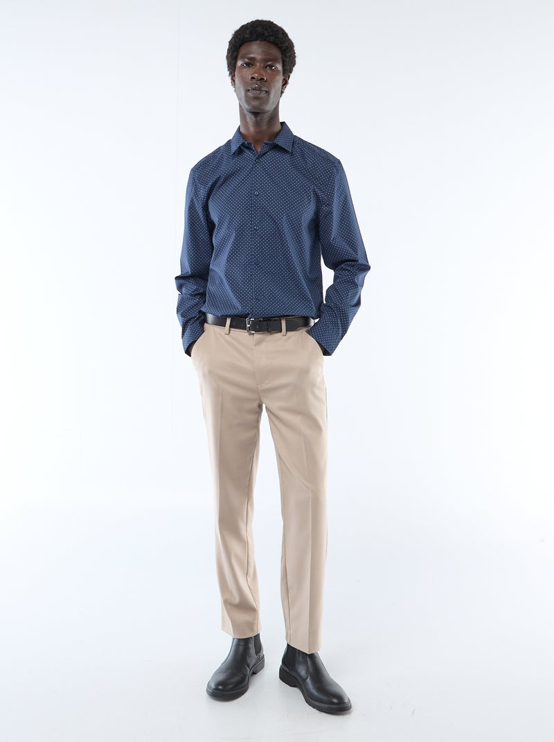 Camisa regular de lunares AZUL - Kiabi