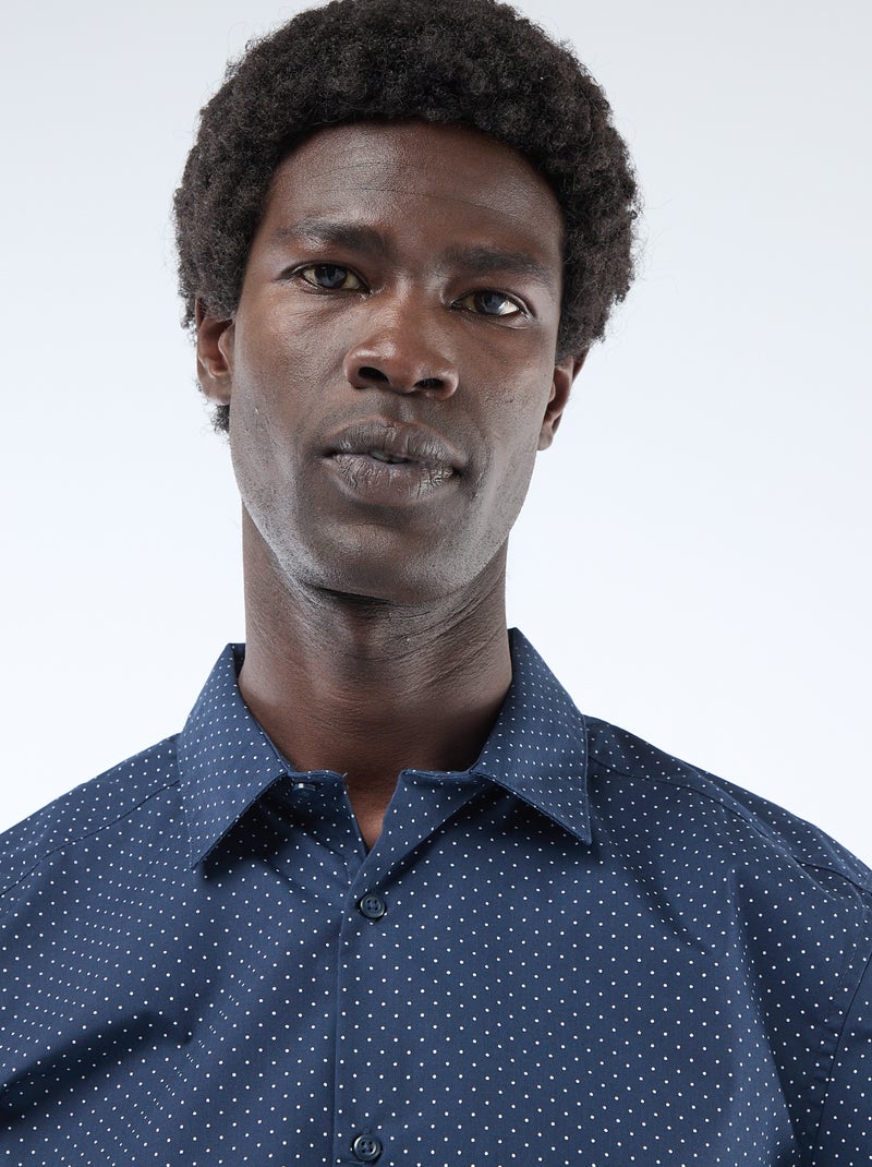 Camisa regular de lunares AZUL - Kiabi