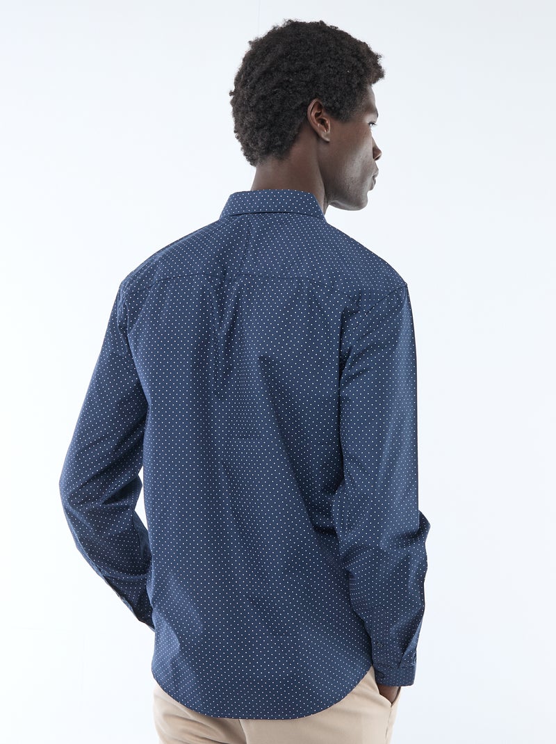 Camisa regular de lunares AZUL - Kiabi