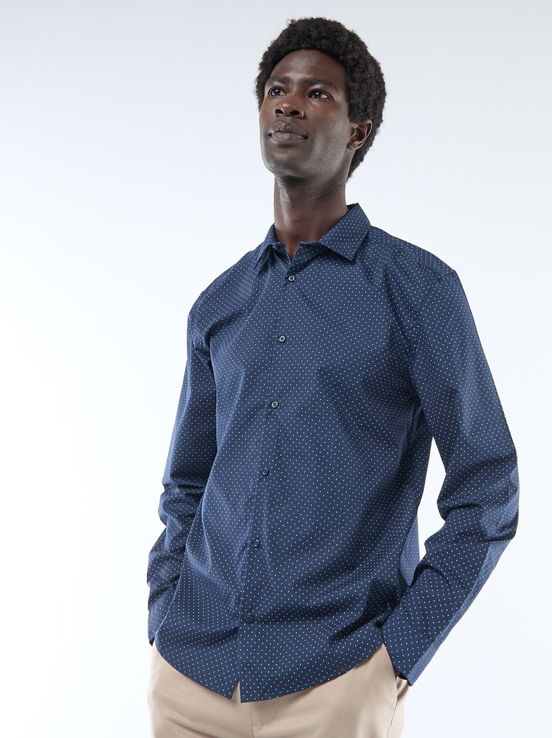 Camisa regular de lunares AZUL - Kiabi