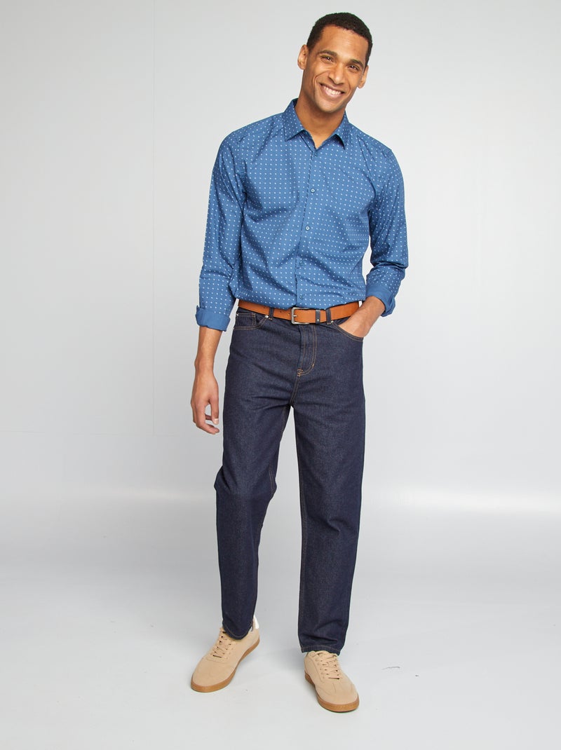 Camisa regular de lunares AZUL - Kiabi