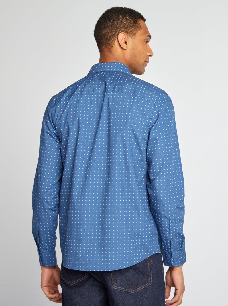 Camisa regular de lunares AZUL - Kiabi