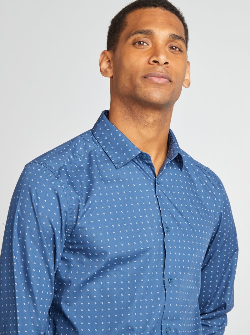 Camisa regular de lunares AZUL - Kiabi