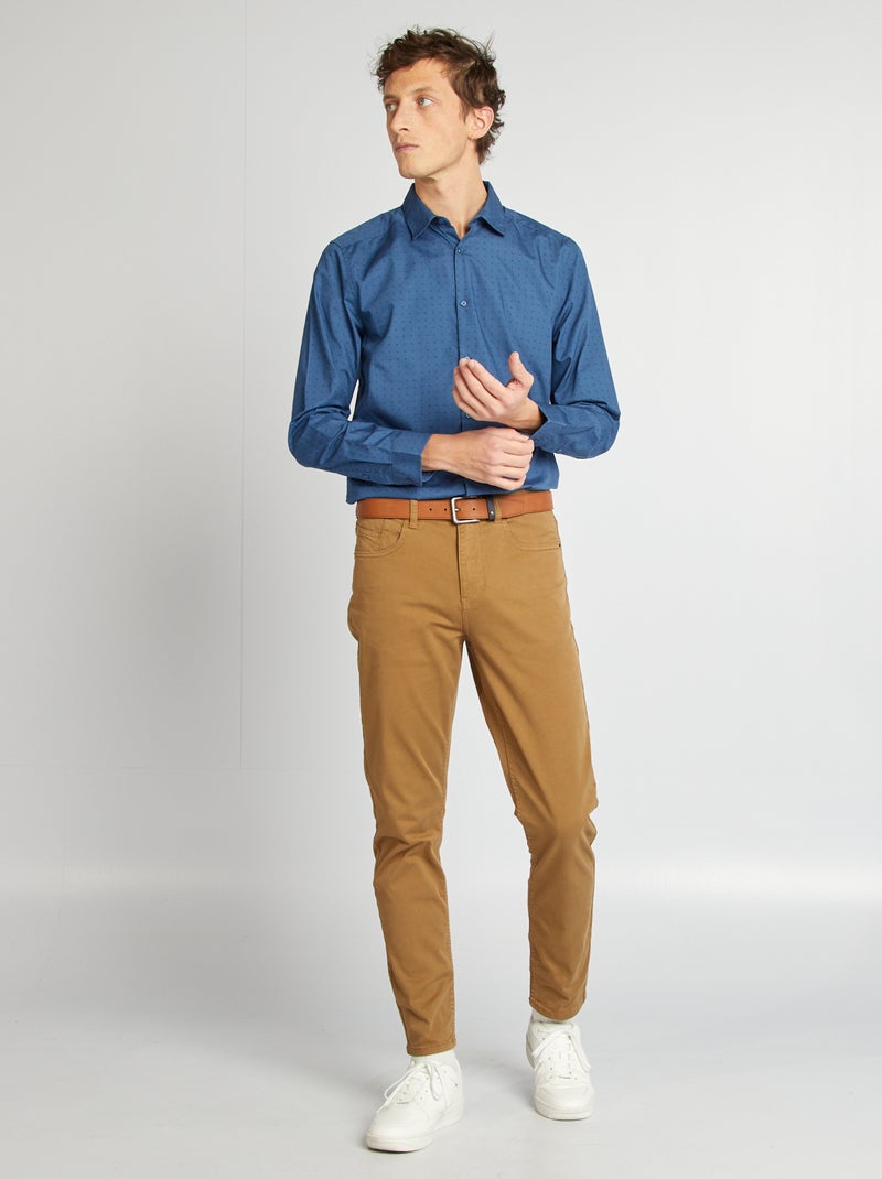 Camisa regular de lunares AZUL - Kiabi