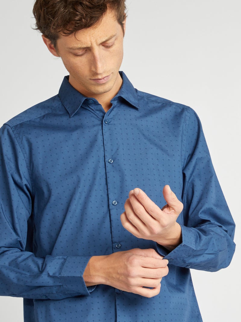 Camisa regular de lunares AZUL - Kiabi