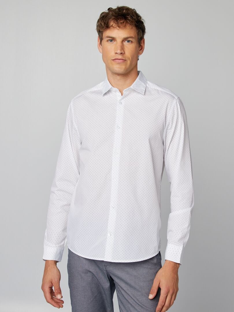 Camisa regular de lunares BLANCO - Kiabi