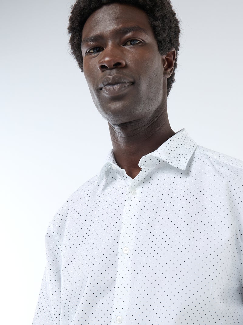 Camisa regular de lunares BLANCO - Kiabi