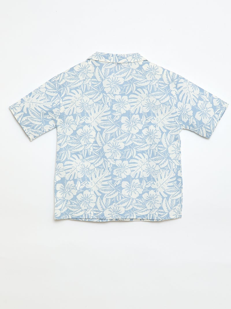 Camisa regular de manga corta en algodón Azul - Kiabi