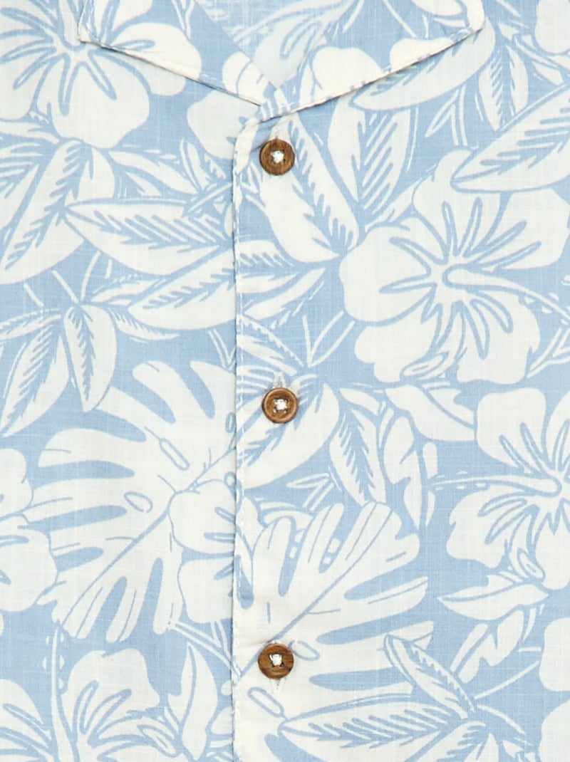Camisa regular de manga corta en algodón Azul - Kiabi