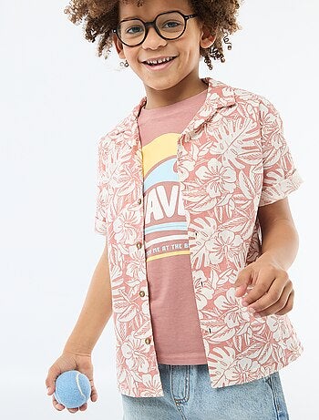 Camisa regular de manga corta en algodón