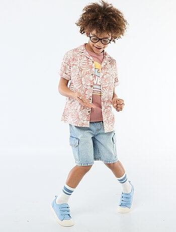 Camisa regular de manga corta en algodón