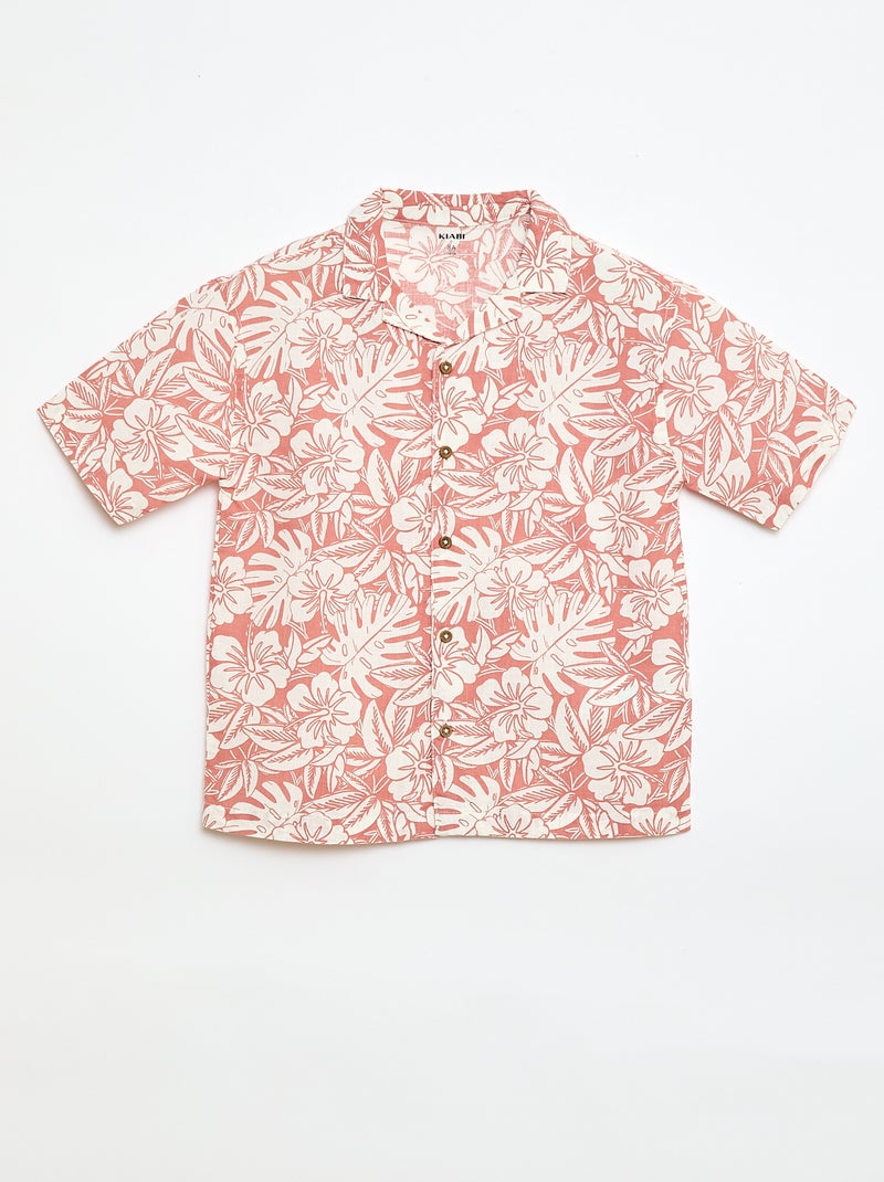 Camisa regular de manga corta en algodón Rojo - Kiabi
