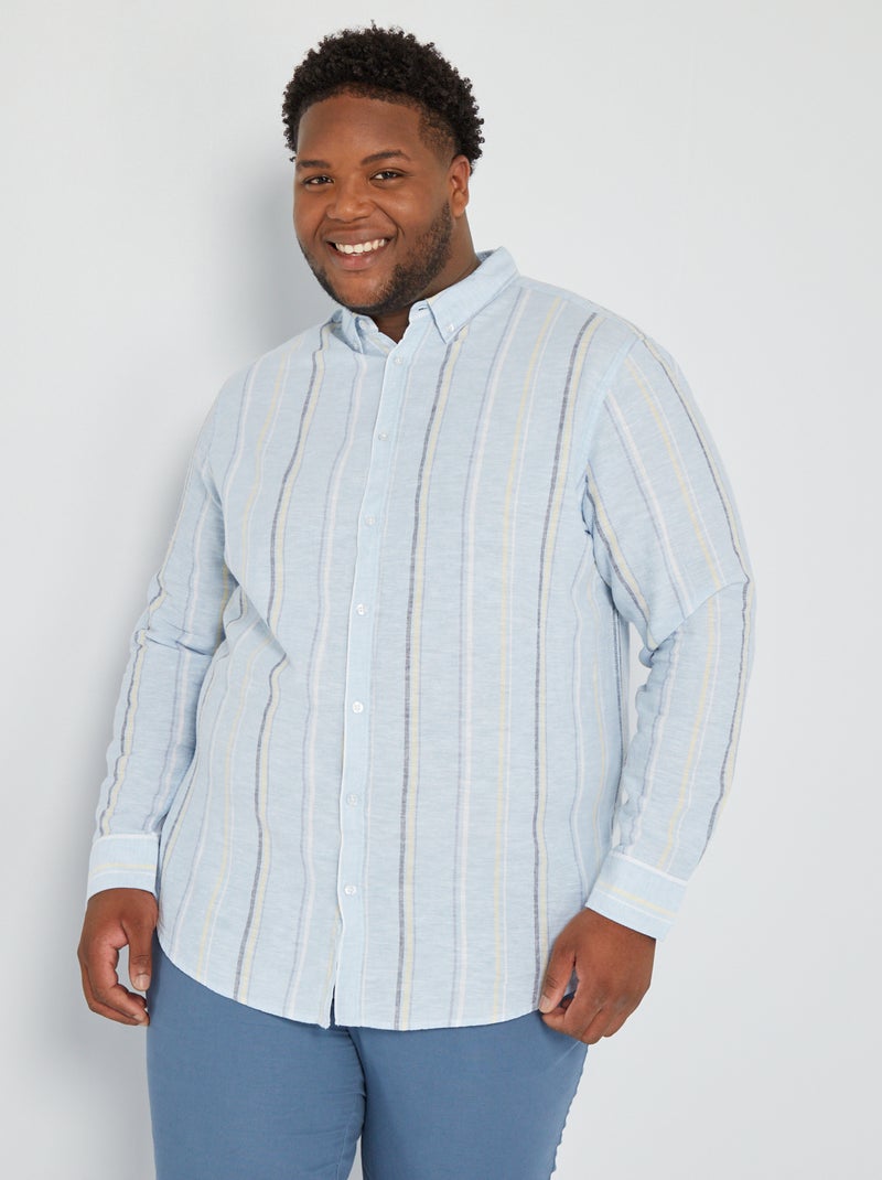 Camisa regular de manga larga AZUL - Kiabi