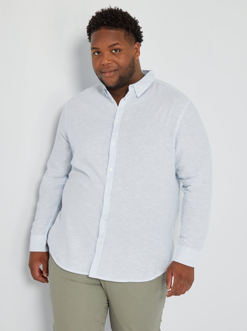 Camisa regular de manga larga AZUL - Kiabi