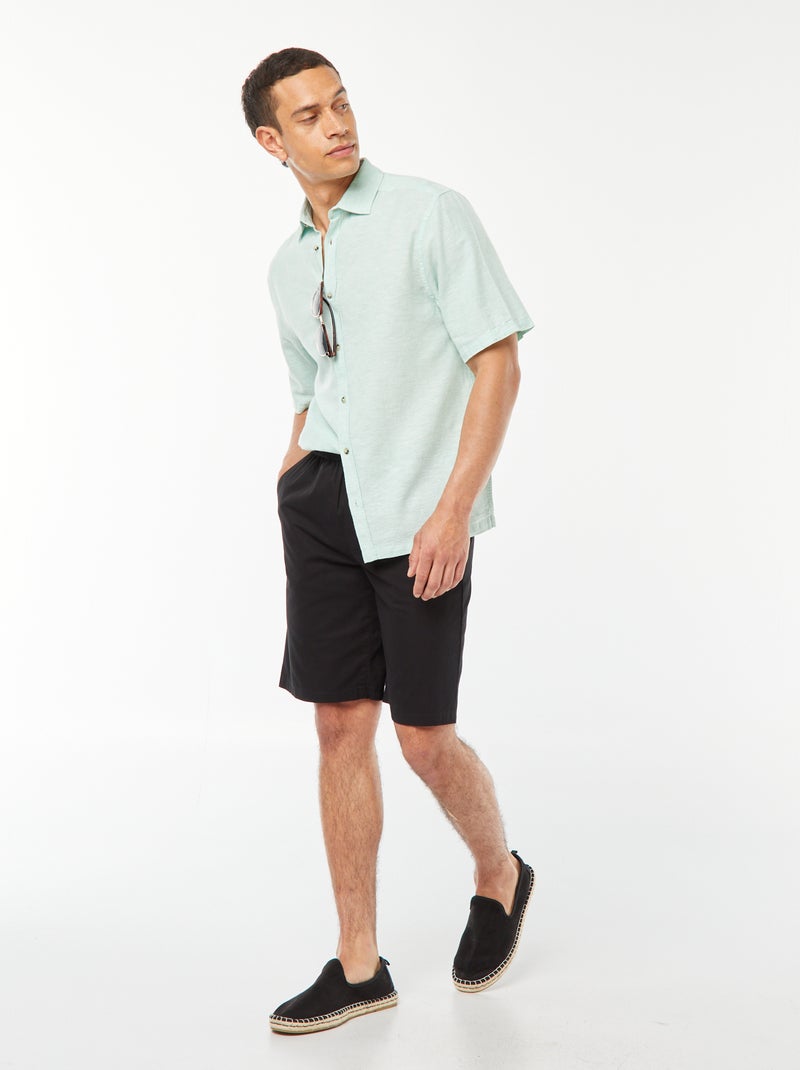 Camisa regular de mezcla de lino VERDE - Kiabi