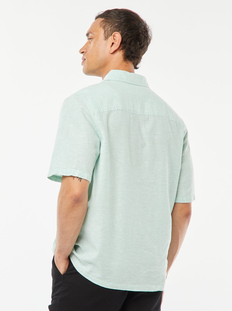 Camisa regular de mezcla de lino VERDE - Kiabi