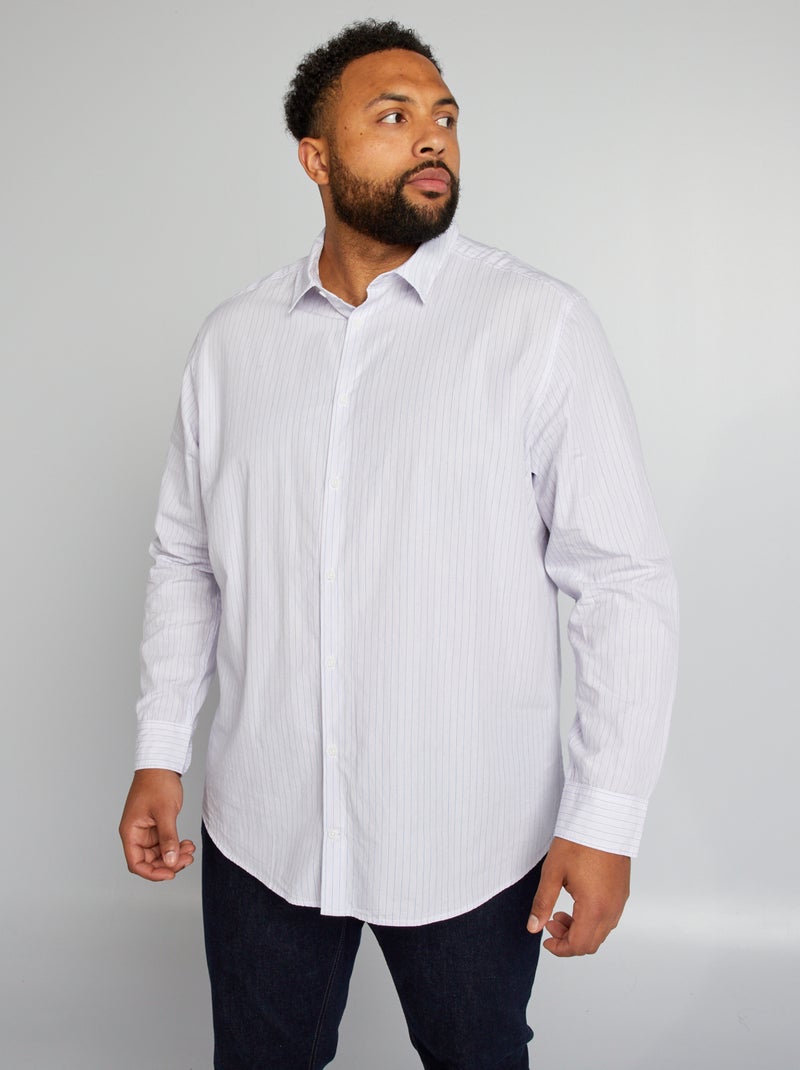 Camisa regular de rayas BEIGE - Kiabi