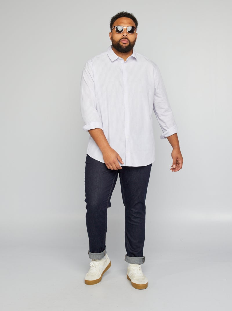 Camisa regular de rayas BEIGE - Kiabi