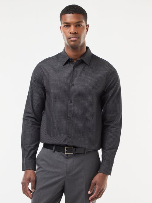 Camisa regular en tejido dobby de algodón - Kiabi Camisa regular en tejido dobby de algodón - Kiabi