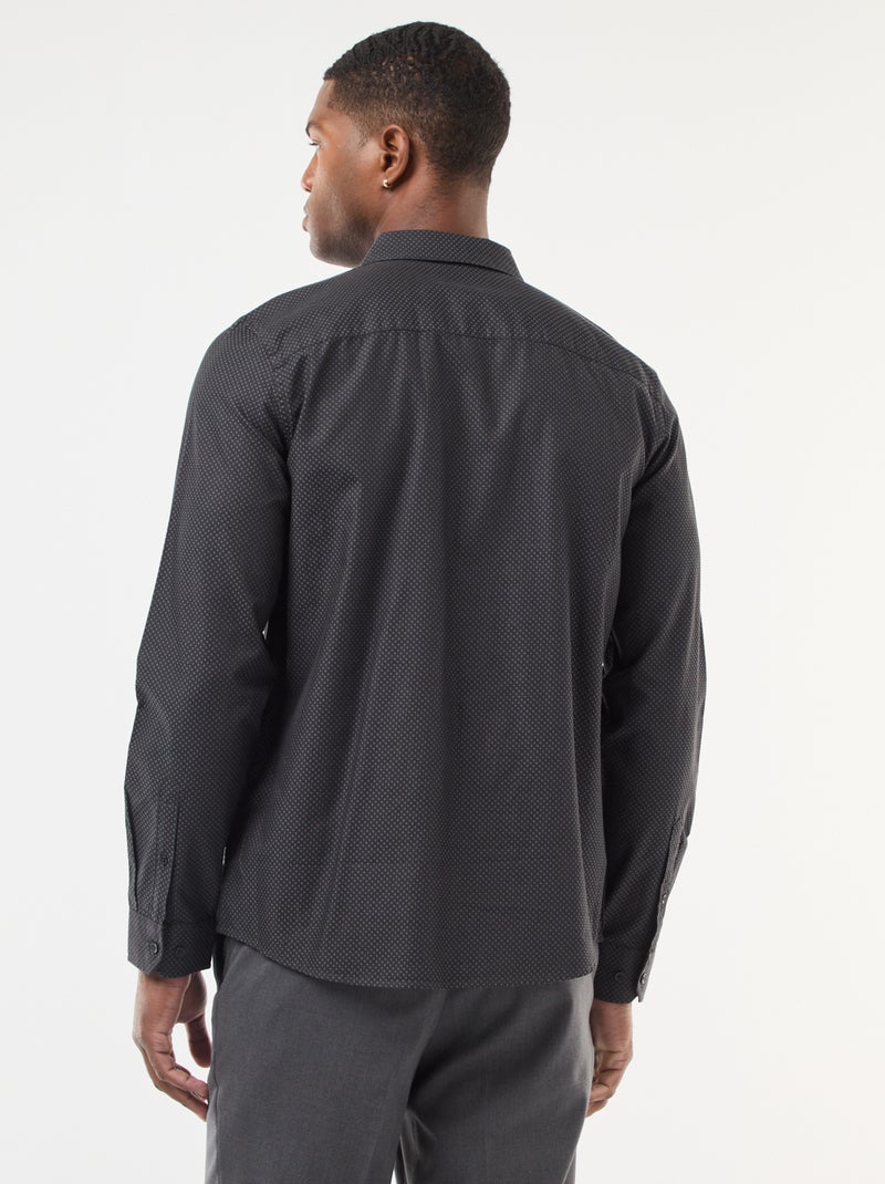 Camisa regular en tejido dobby de algodón Negro - Kiabi