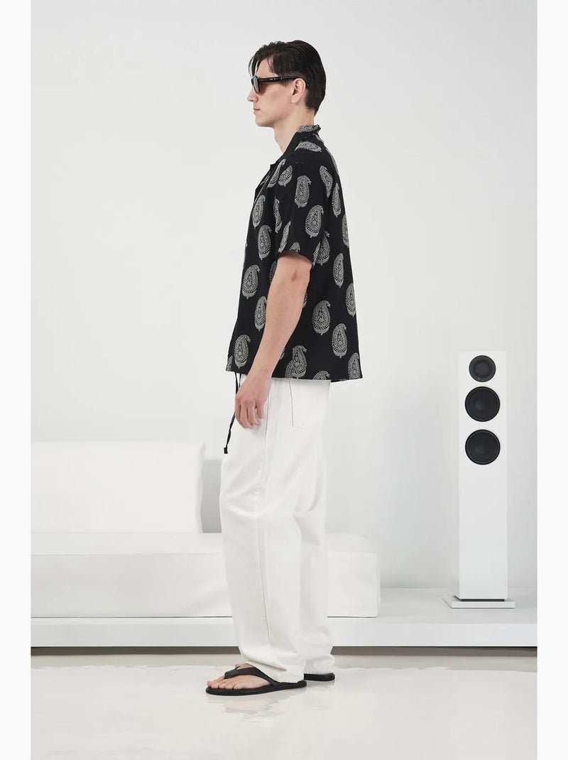 Camisa regular fit con estampado paisley y cierre de botones giesto Negro - Kiabi