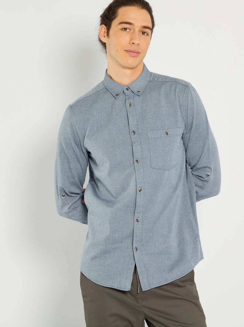 Camisa regular fit espigas AZUL - Kiabi
